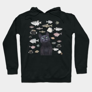 Birthday Black Cat and the Party Fish Gift Hoodie